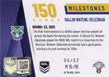 2022 NRL Elite - Case Card - Milestones #M15 Dallin Watene-Zelezniak Back